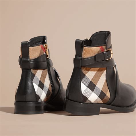 burberry buckled leather ankle boots|burberry house check ankle boots.